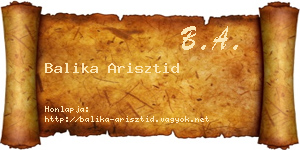 Balika Arisztid névjegykártya